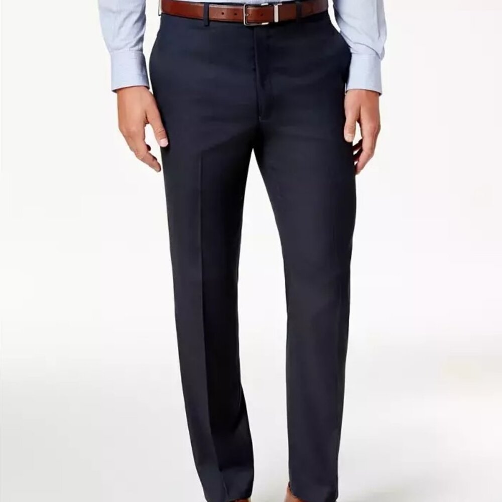 Lauren Ralph Lauren Men's Microtwill Ultraflex Navy Blue Dress Pants